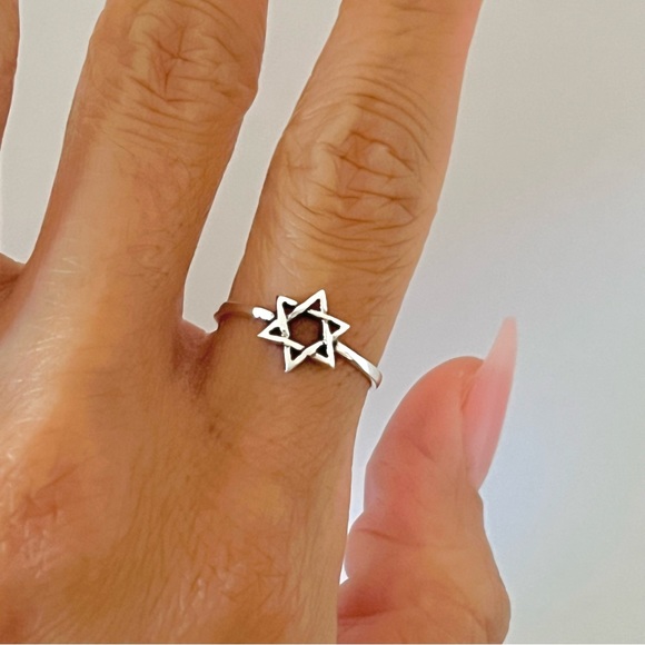 Sterling silver Star of David ring, silver Star of David ring, Jewish star ring - Picture 5 of 7